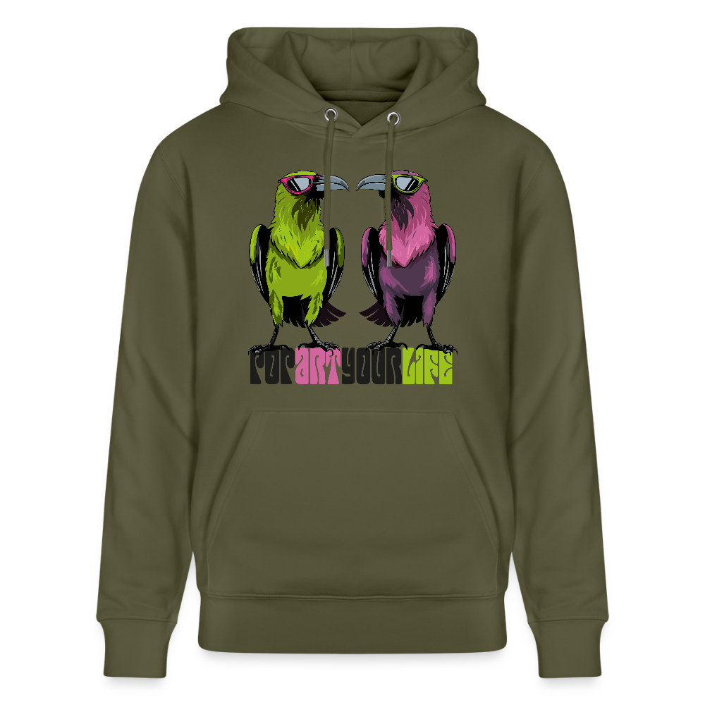 Unisex Hoodie mit POPART YOUR LIFE PRINT - Khaki Grün