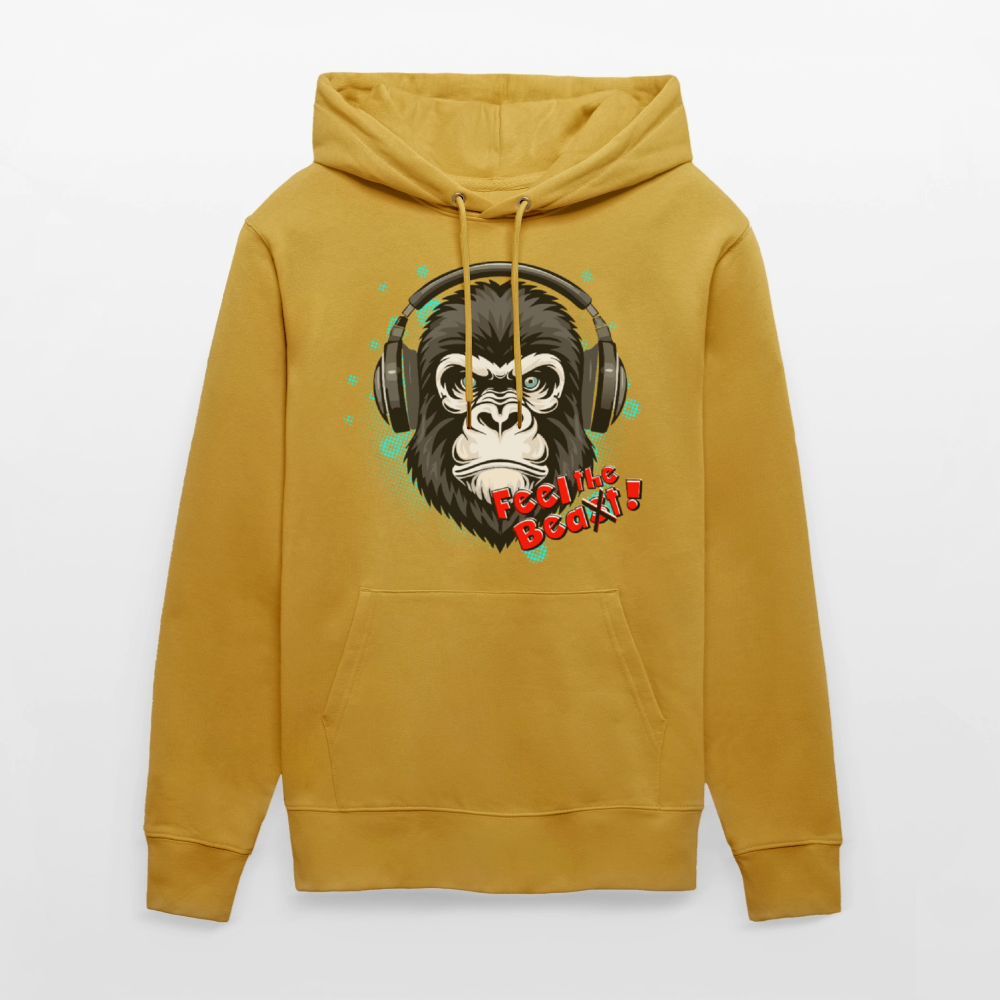 Unisex Hoodie mit FEEL THE BEA(S)T PRINT - Ocker