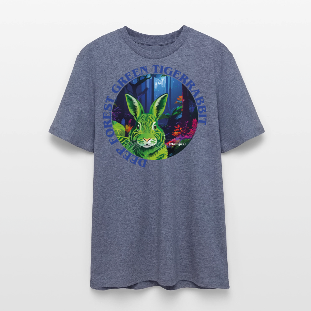 Unisex Bio-T-Shirt mit DEEP FOREST GREEN TIGERRABBIT PRINT Vorderseite - Dunkelblau meliert