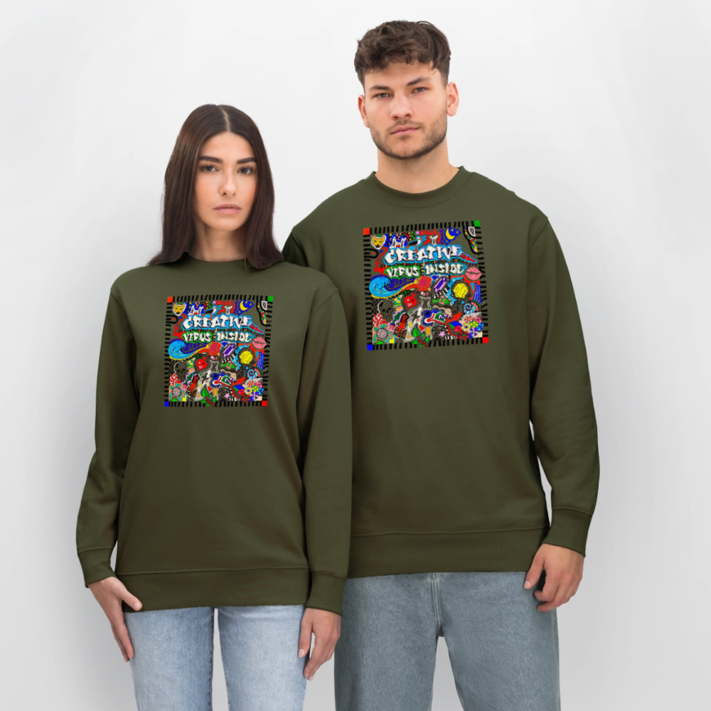 Unisex Bio-Sweatshirt mit CREATIVE VIRUS INSIDE PRINT - Khaki