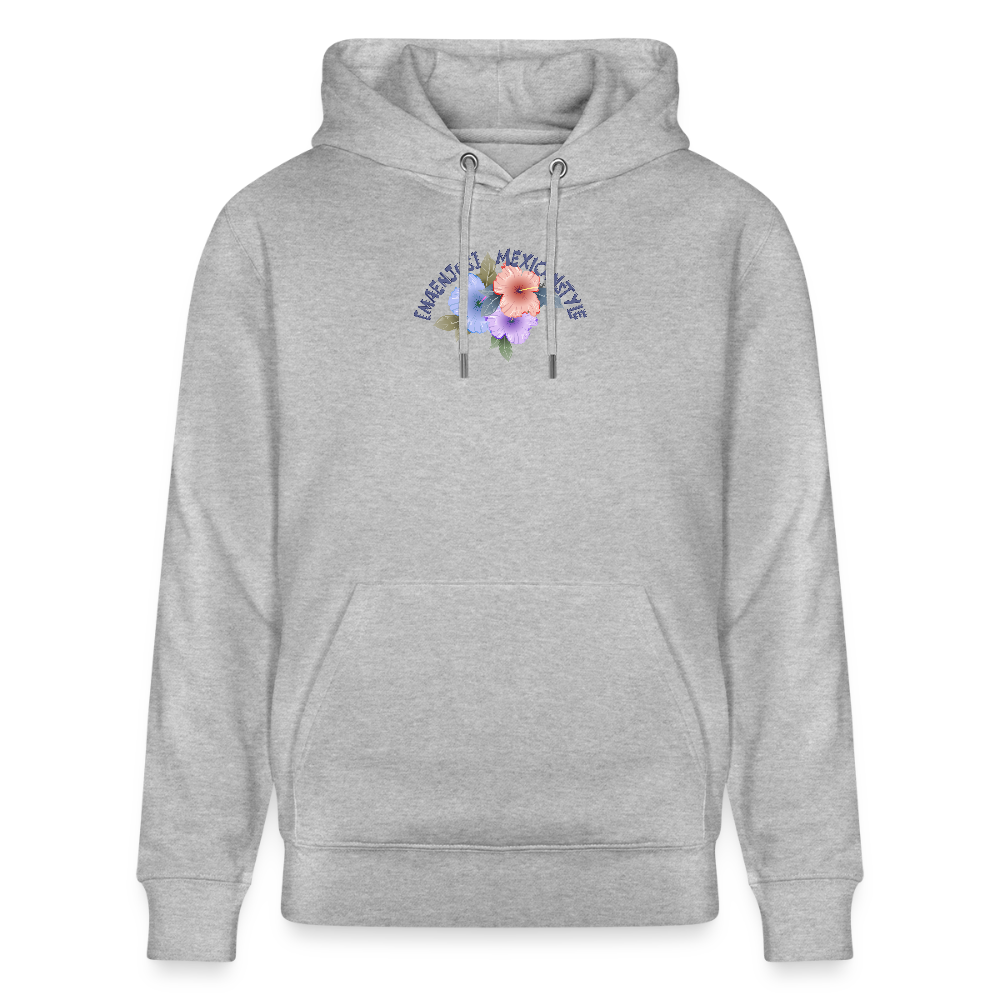 Unisex Hoodie mit MAENJUS MEXICANSTYLE PRINT Vorder- und Rückseite - Grau meliert