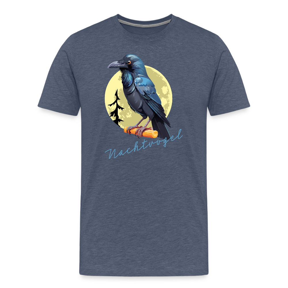 Männer Premium T-Shirt mit NACHTVOGEL PRINT - Blau meliert