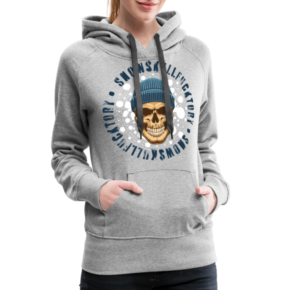 Frauen Premium Hoodie mit SNOWSKULL PRINT - Grau meliert