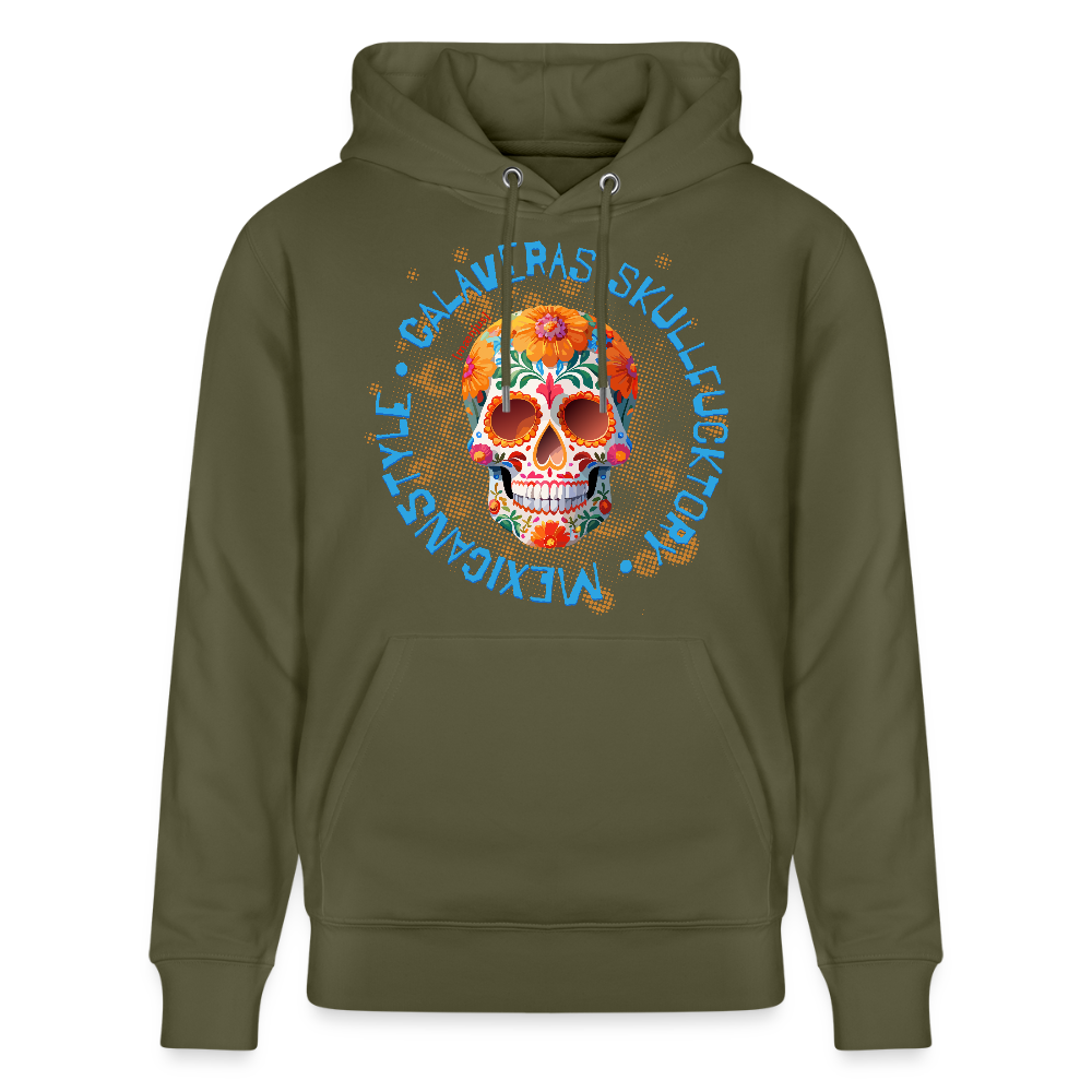 Unisex Hoodie mit CALAVERAS MEXICANSTYLE PRINT - Khaki Grün