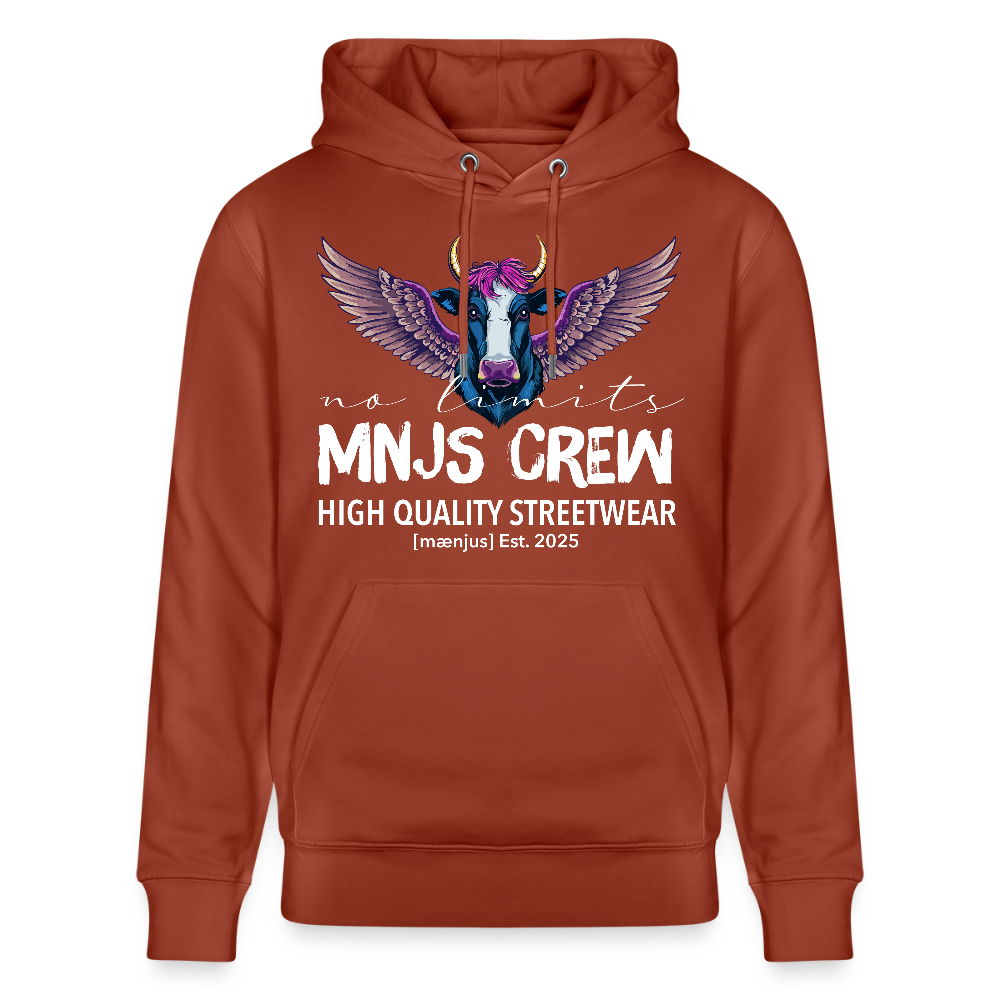 Unisex Bio-Hoodie mit MNJS CREW no limits PRINT - Terrakotta
