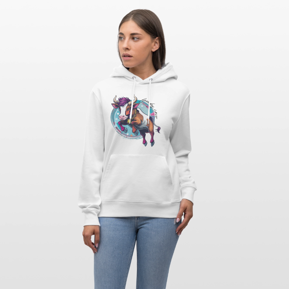 Unisex Hoodie mit FUNKY COW PRINT - Weiß