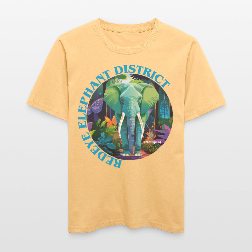 Relaxed Fit Unisex Bio-T-Shirt mit REDEYE ELEPHANT DISTRICT PRINT Vorderseite - Hellgelb