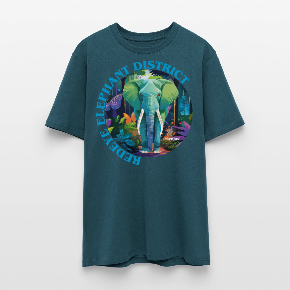 Unisex Bio-T-Shirt mit REDEYE ELEPHANT DISTRICT PRINT Vorderseite - Dunkles Petrol