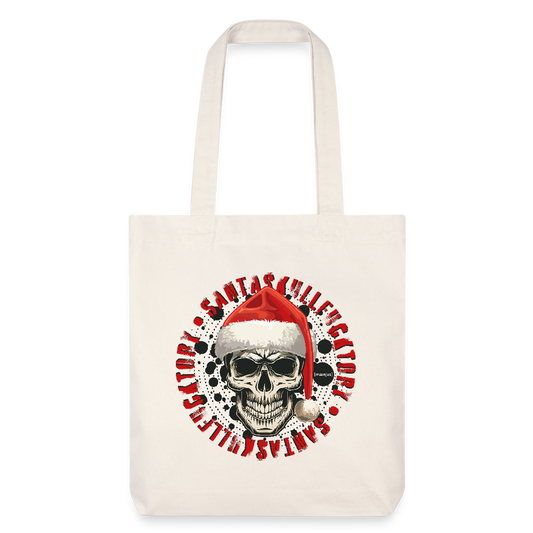 Recycelter Heavyweight Stoffbeutel mit SANTASKULL PRINT - Naturweiß