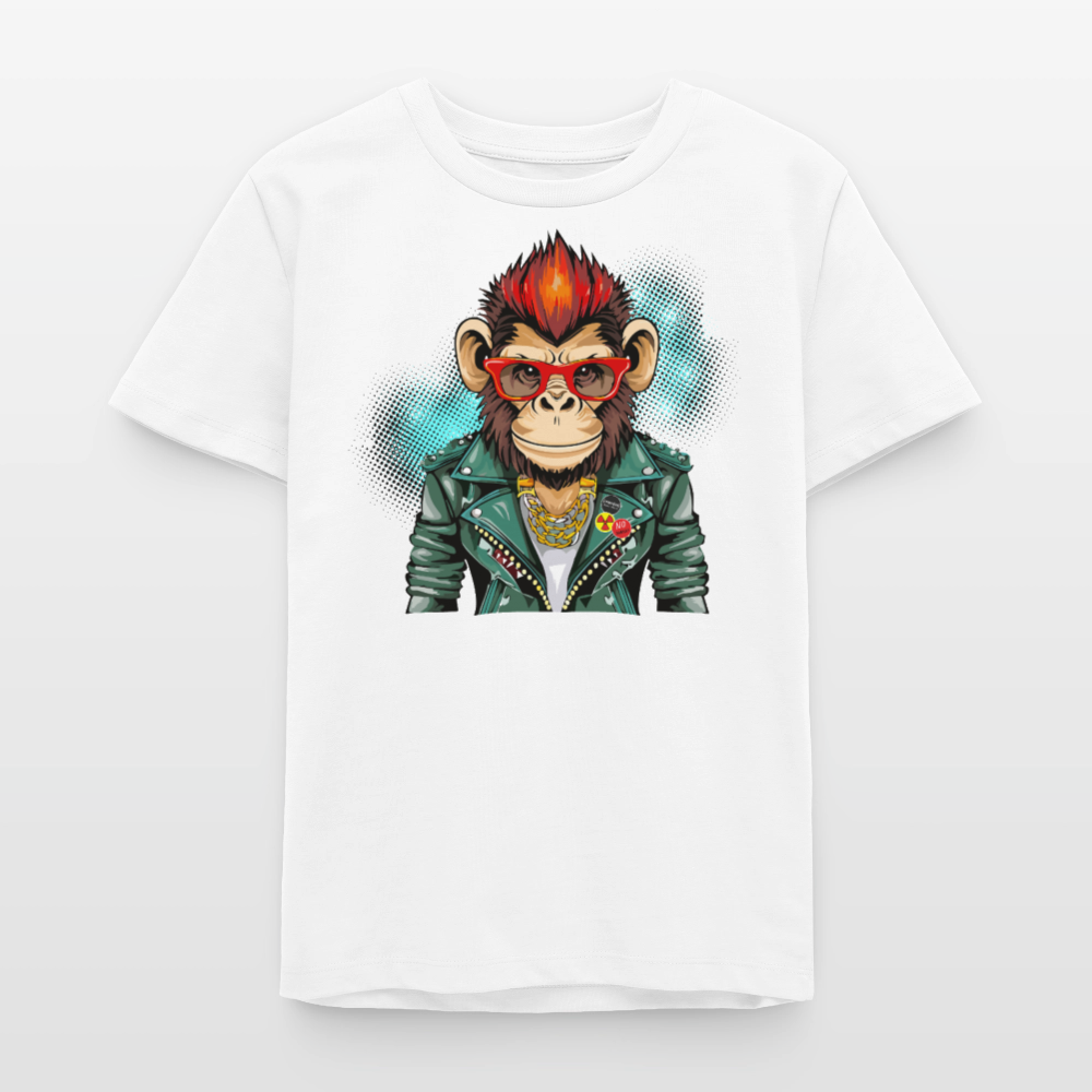 MNJS TEENS Bio T-Shirt mit MONKEY PRINT - Weiß