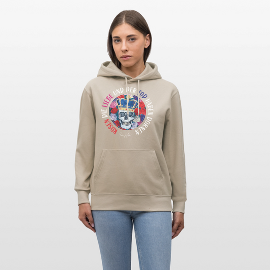 Unisex Hoodie mit ROSEN DIE LIEBE UND DER TOD HABEN DORNEN PRINT - Beige