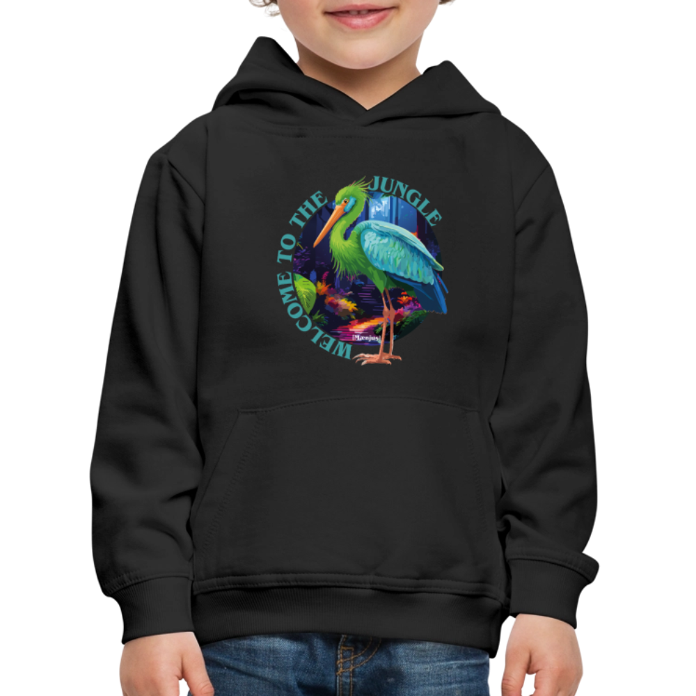 MNJS KIDS Premium Hoodie mit WELCOME TO THE JUNGLE PRINT - Schwarz