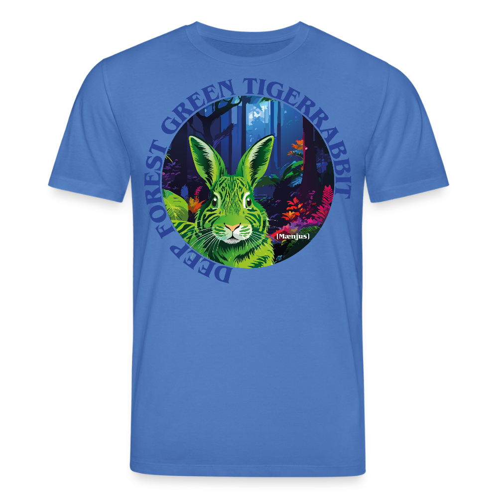 Unisex Bio-T-Shirt mit DEEP FOREST GREEN TIGERRABBIT PRINT Vorderseite - Achtsames Blau