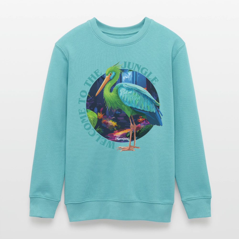 MNJS TEENS Bio Sweatshirt mit WELCOME TO THE JUNGLE PRINT - Pastelltürkis