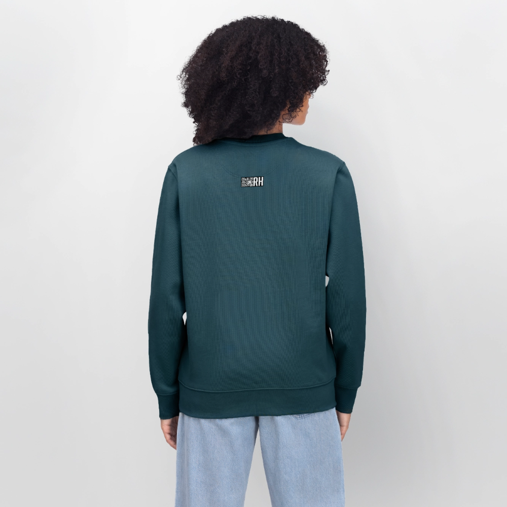 Unisex Bio-Sweatshirt mit TUSCHEMÄNNCHEN PRINT - Dunkles Petrol