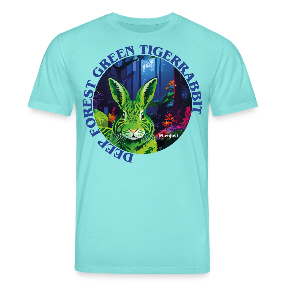 Unisex Bio-T-Shirt mit DEEP FOREST GREEN TIGERRABBIT PRINT Vorderseite - Poolblau