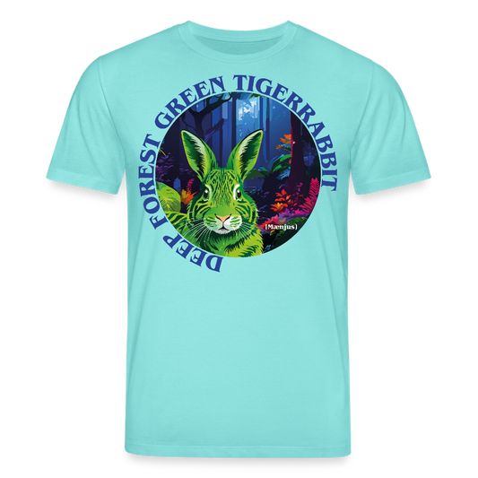 Unisex Bio-T-Shirt mit DEEP FOREST GREEN TIGERRABBIT PRINT Vorderseite - Poolblau