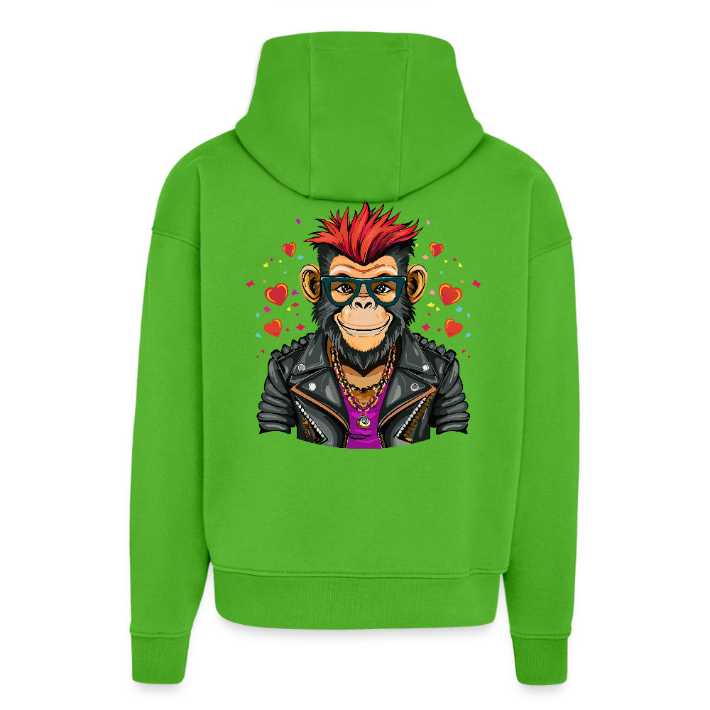 Heavyweight Oversized Organic Hoodie mit MONKEY IN LOVE PRINT - Apple Neon