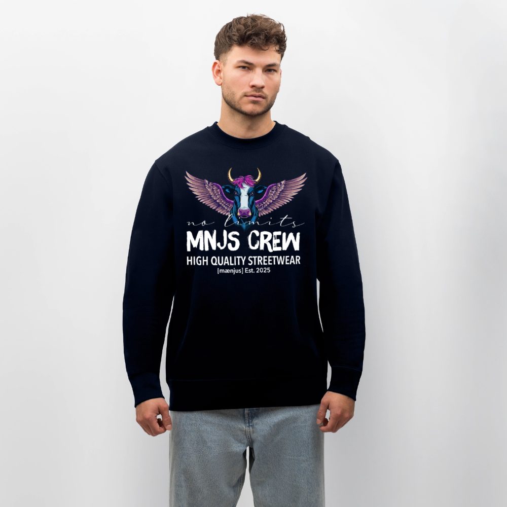 Unisex Bio-Sweatshirt mit MNJS CREW no limits PRINT - Navy