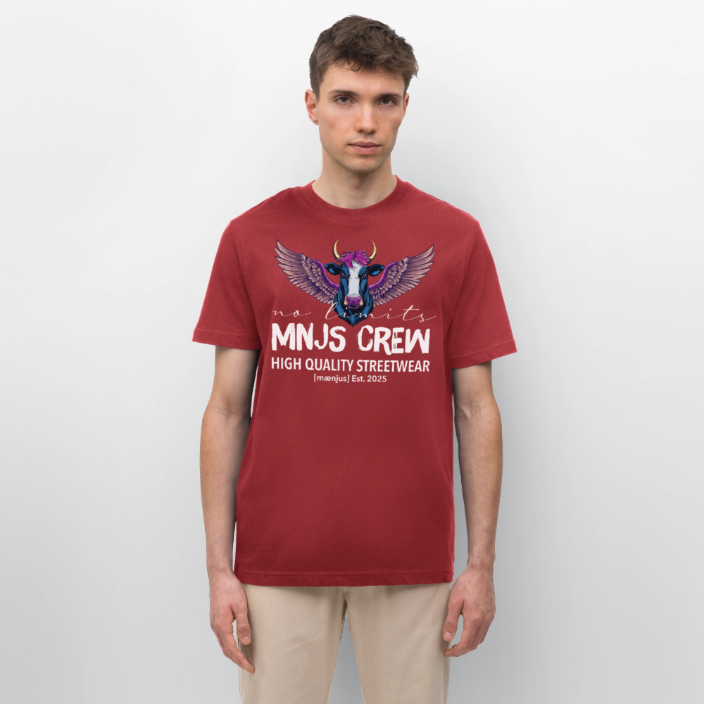 Unisex Bio-T-Shirt mit MNJS CREW no limits PRINT - Erdrot