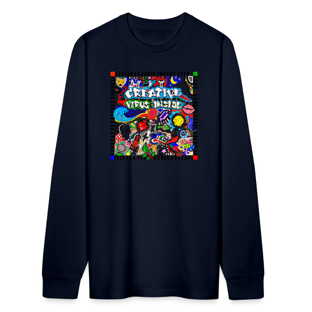 Unisex Bio-Langarmshirt mit CREATIVE VIRUS INSIDE PRINT - Navy