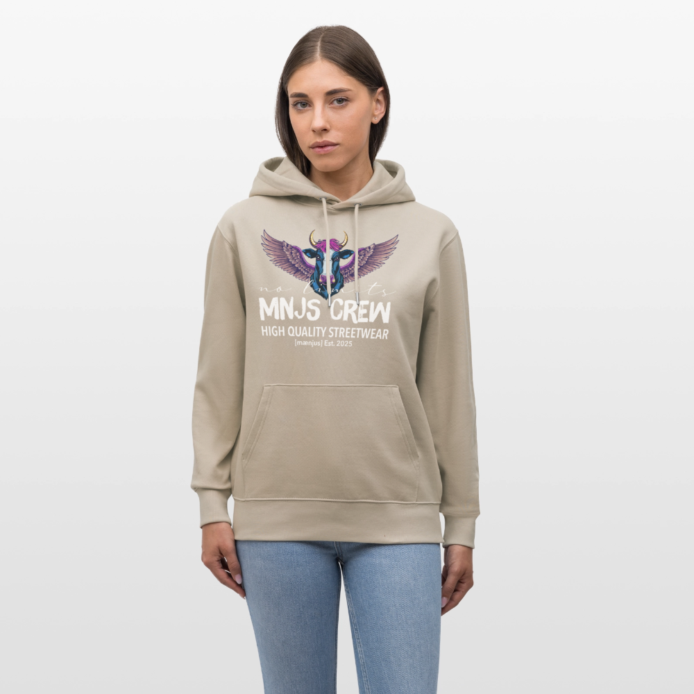 Unisex Bio-Hoodie mit MNJS CREW no limits PRINT - Beige
