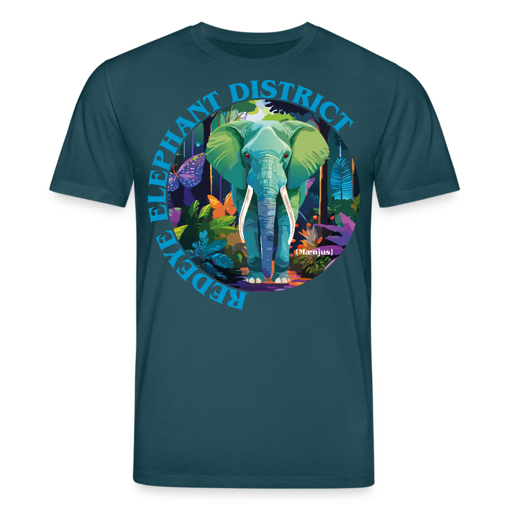 Unisex Bio-T-Shirt mit REDEYE ELEPHANT DISTRICT PRINT Vorderseite - Dunkles Petrol