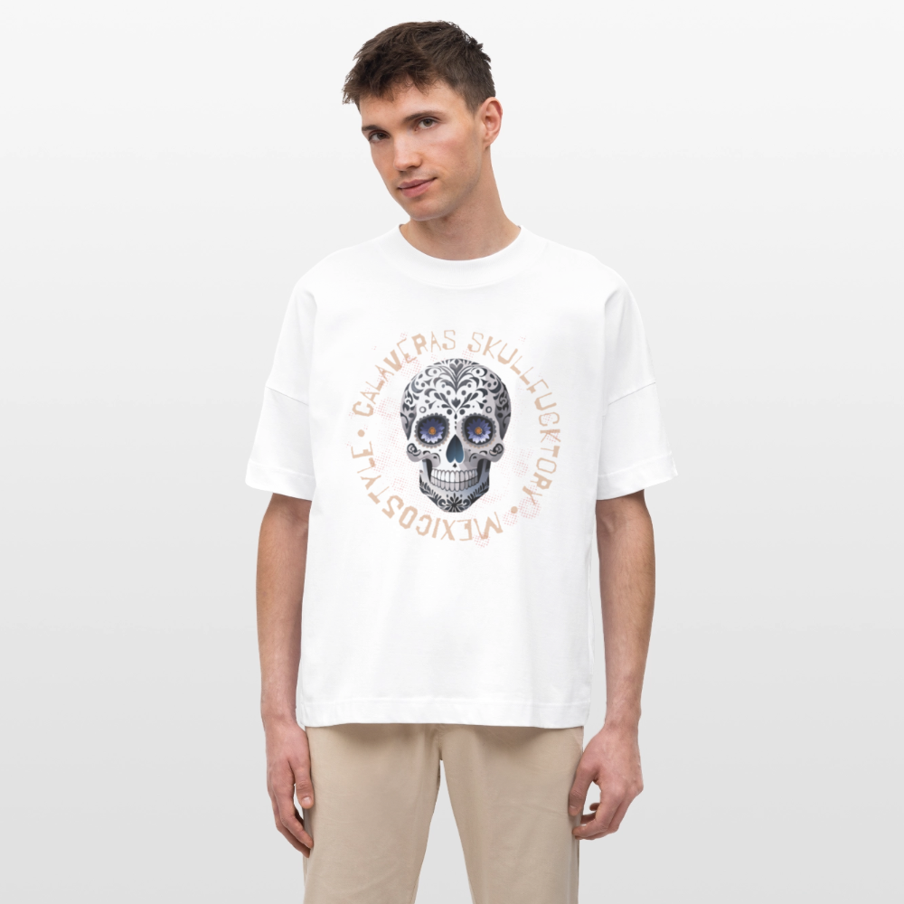 Oversized Unisex T-Shirt mit CALAVERAS SKULLPRINT - Weiß