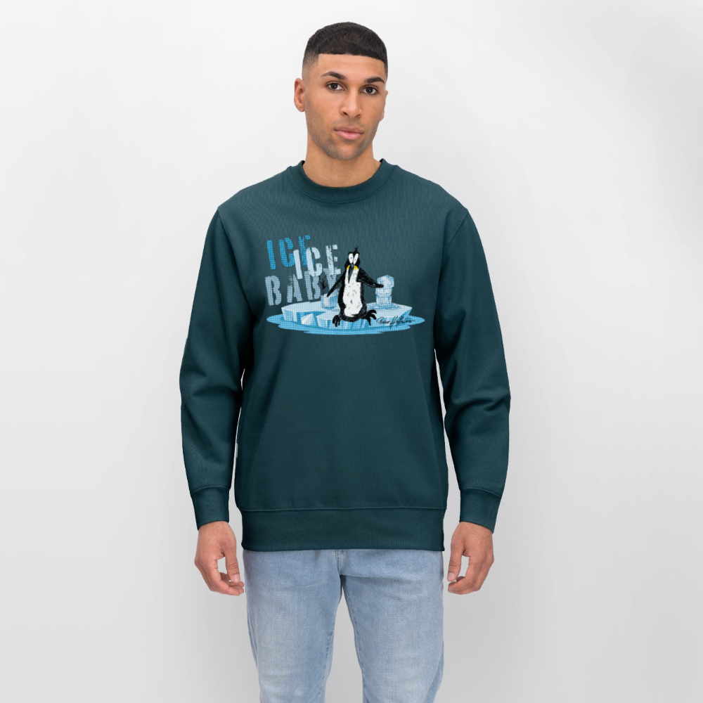 Unisex Bio-Sweatshirt mit ICE ICE BABY PRINT - Dunkles Petrol