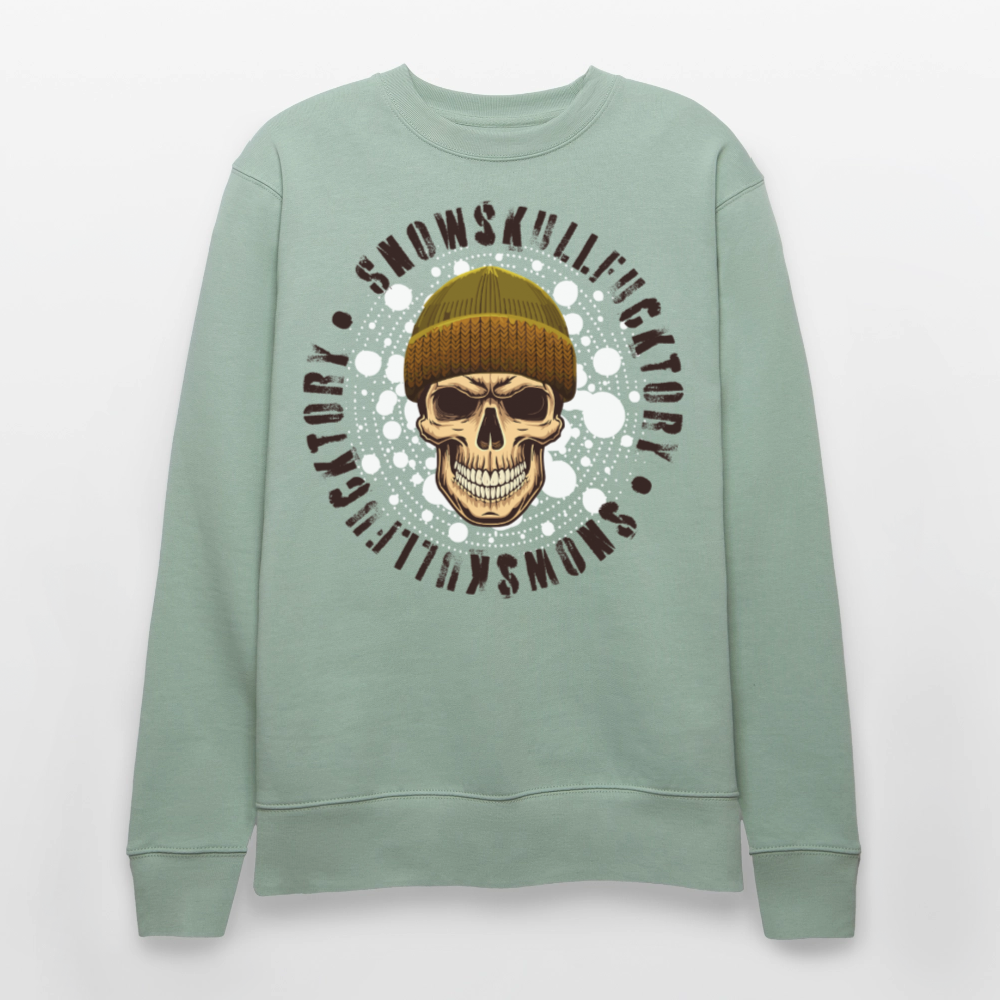 Unisex Bio-Sweatshirt mit SNOWSKULL PRINT - Helles Graugrün
