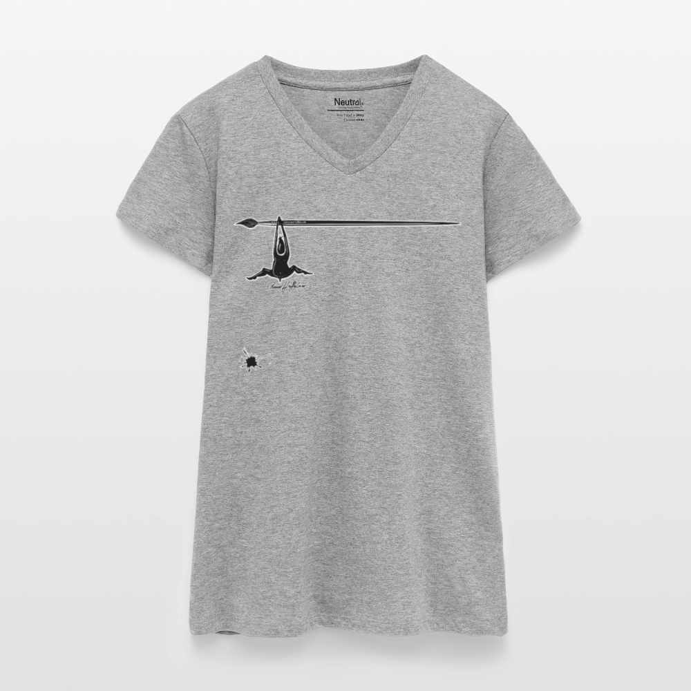 Bio Frauen T-Shirt mit V-Ausschnitt mit MÄNNLE PRINT - Grau meliert