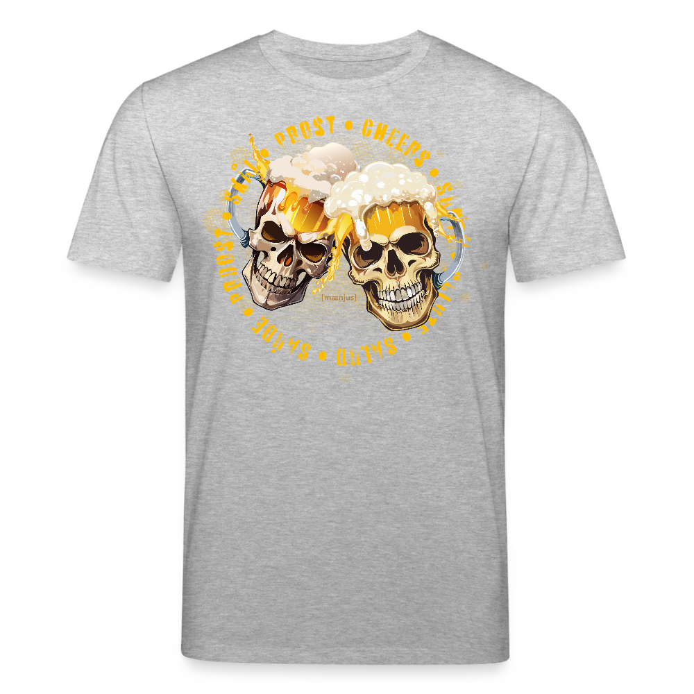 Unisex Bio-T-Shirt mit OKTOBERFEST SKULL BOY PRINT - Grau meliert