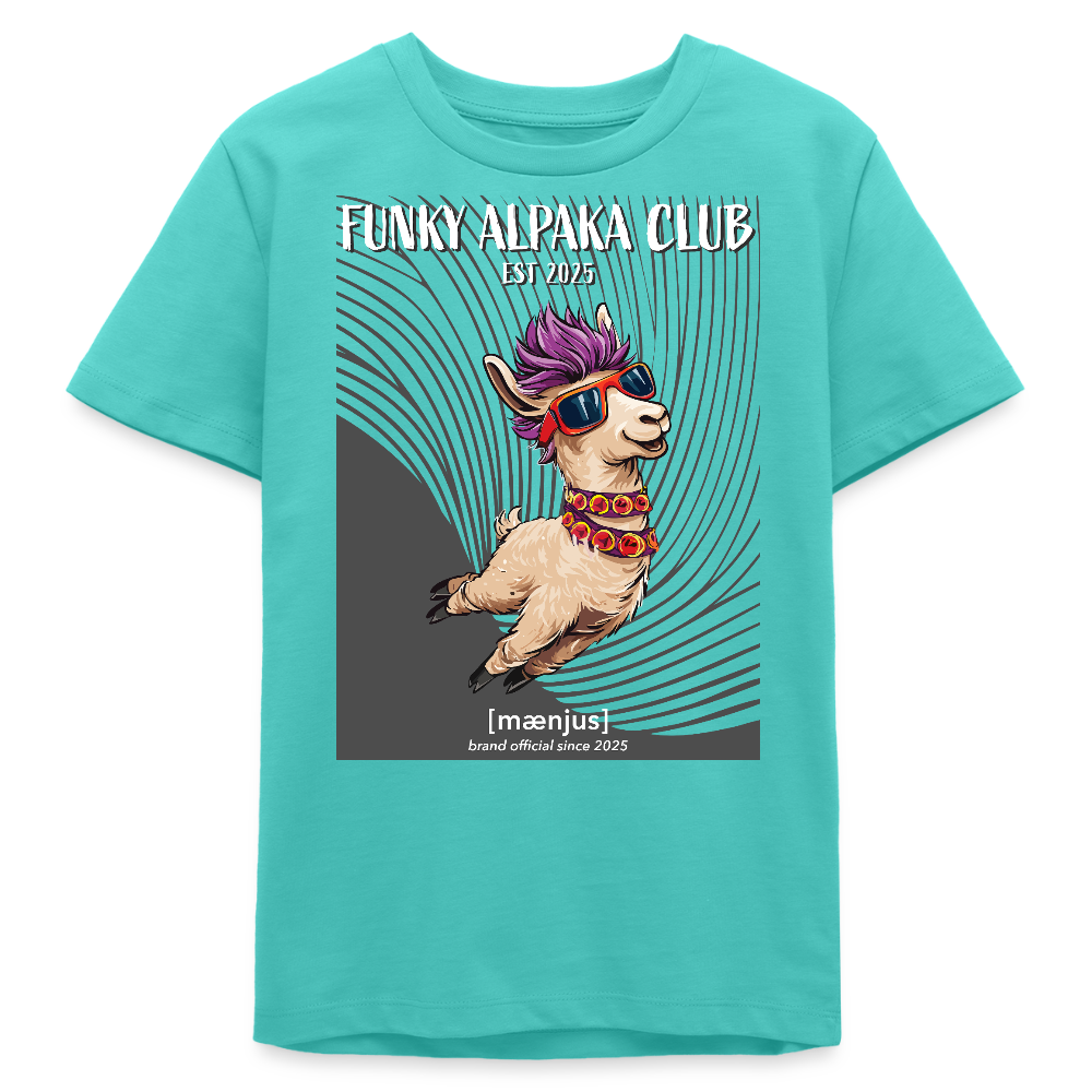 MNJS TEENS Bio T-Shirt mit FUNKY ALPAKA CLUB PRINT - Poolblau