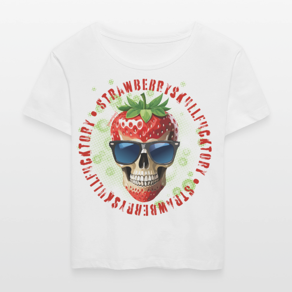 Frauen T-Shirt mit STRAWBERRY SKULL PRINT - Weiß