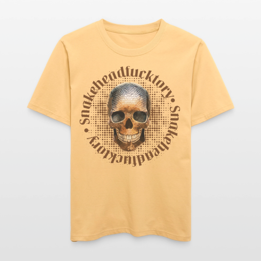 Relaxed Fit Unisex Bio-T-Shirt mit  SNAKEHEAD SKULL PRINT Vorderseite - Hellgelb