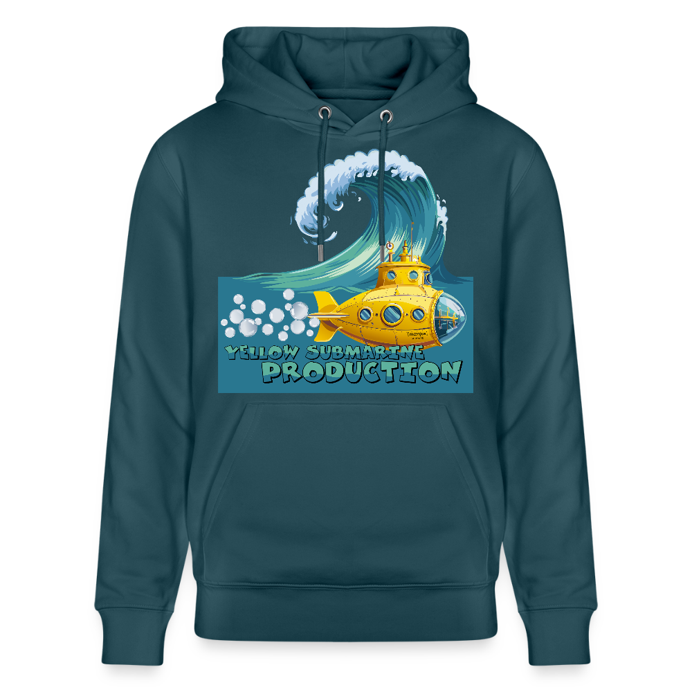 Unisex Bio-Hoodie mit YELLOW SUBMARINE PRODUCTION PRINT - Dunkles Petrol