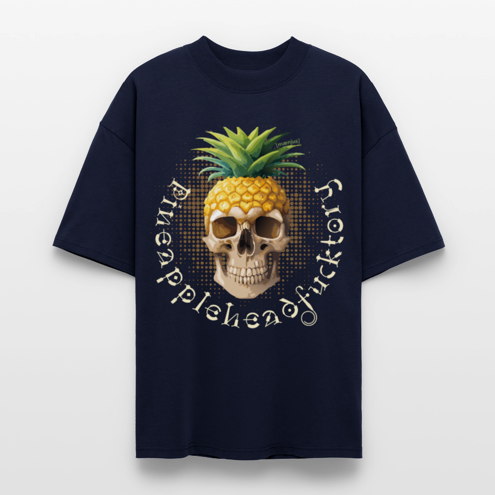 Oversized Unisex T-Shirt mit PINEAPPLE SKULL PRINT - Navy