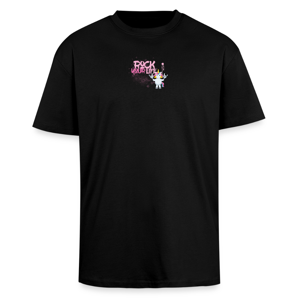 Heavy Oversize T-Shirt mit ROCK YOUR LIFE PRINT - Schwarz