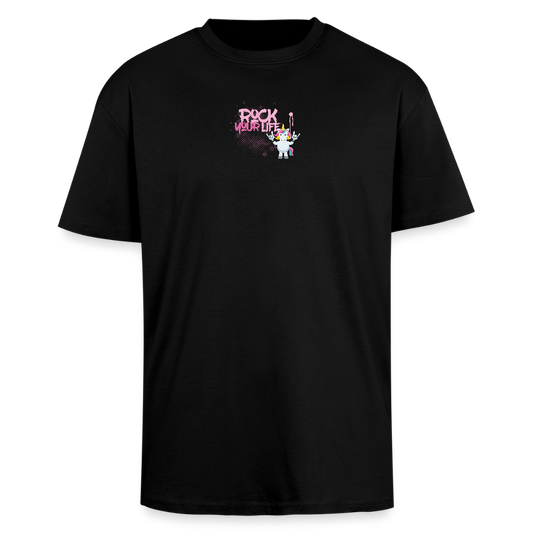 Heavy Oversize T-Shirt mit ROCK YOUR LIFE PRINT - Schwarz