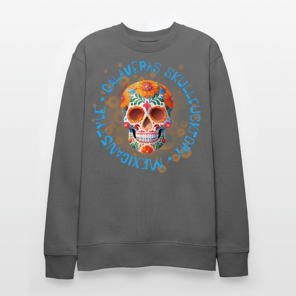 Unisex Bio-Sweatshirt mit CALAVERAS SKULL PRINT - Anthrazit