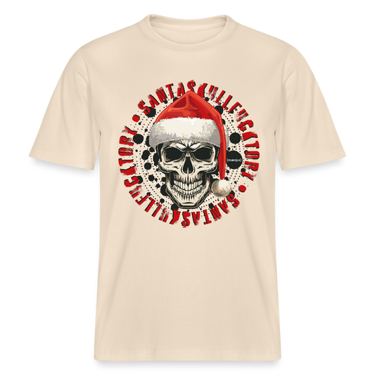 Unisex Bio-T-Shirt mit SANTASKULL FUCKTORY PRINT - Weißgrau