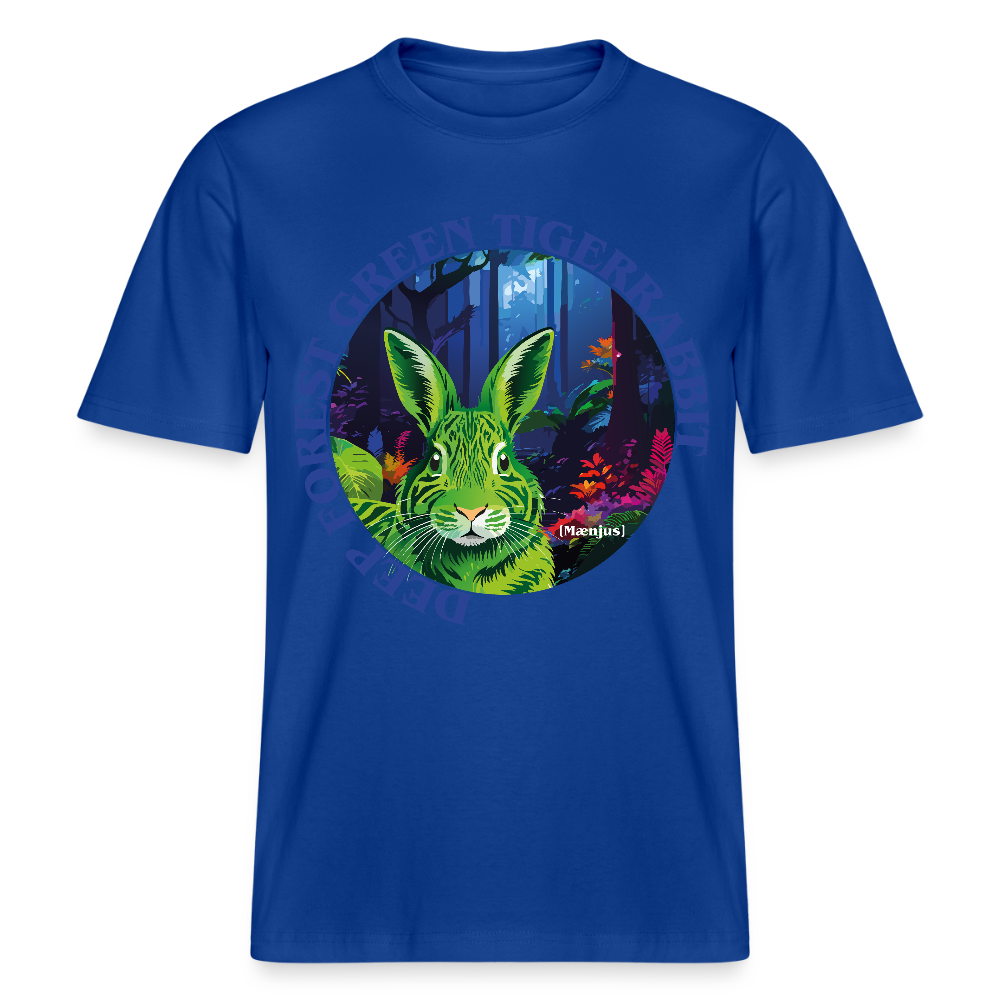 Relaxed Fit Unisex Bio-T-Shirt mit DEEP FOREST GREEN TIGERRABBIT PRINT Vorderseite - Dunkelblau