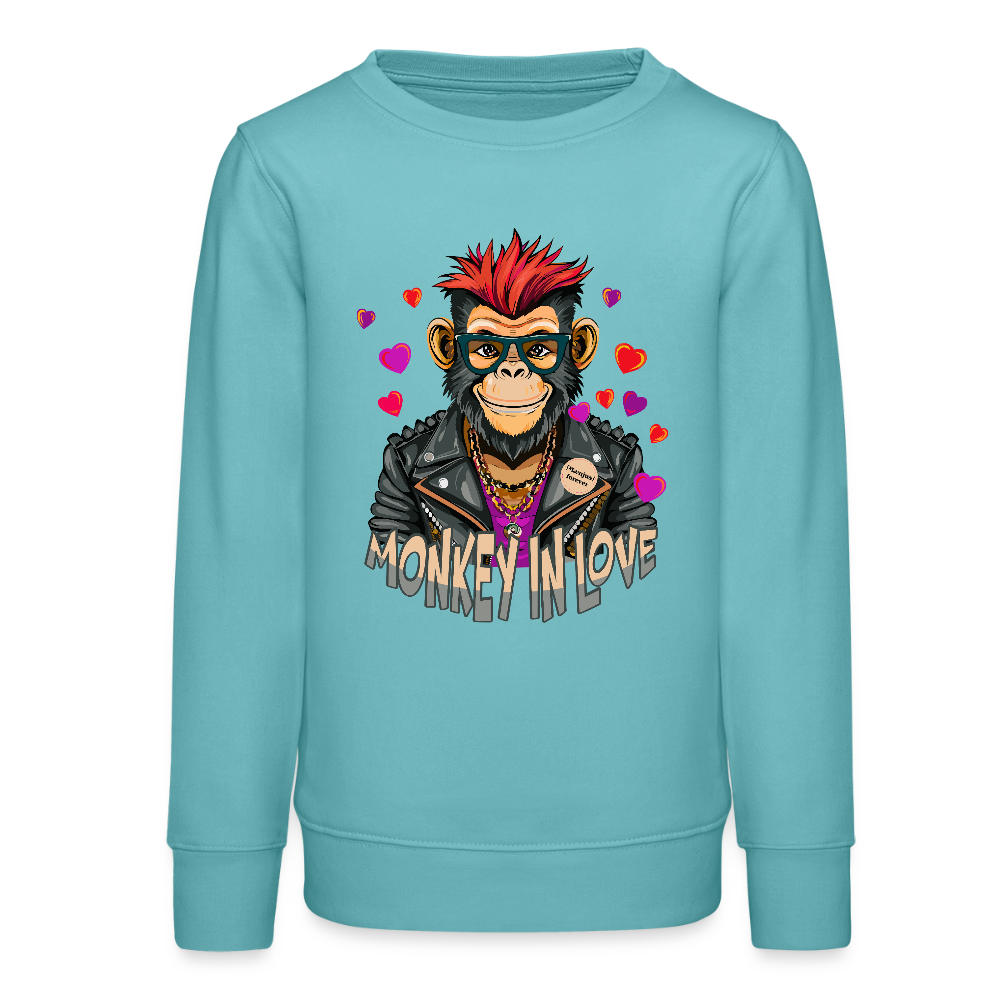 MNJS TEENS Bio Sweatshirt mit MONKEY IN LOVE PRINT - Pastelltürkis