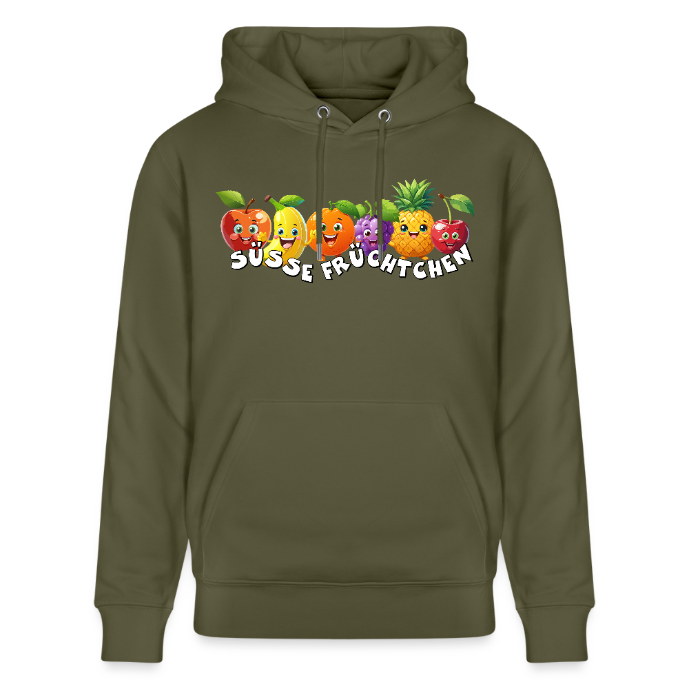 Unisex Hoodie mit SÜSSE FRÜCHTCHEN PRINT - Khaki Grün
