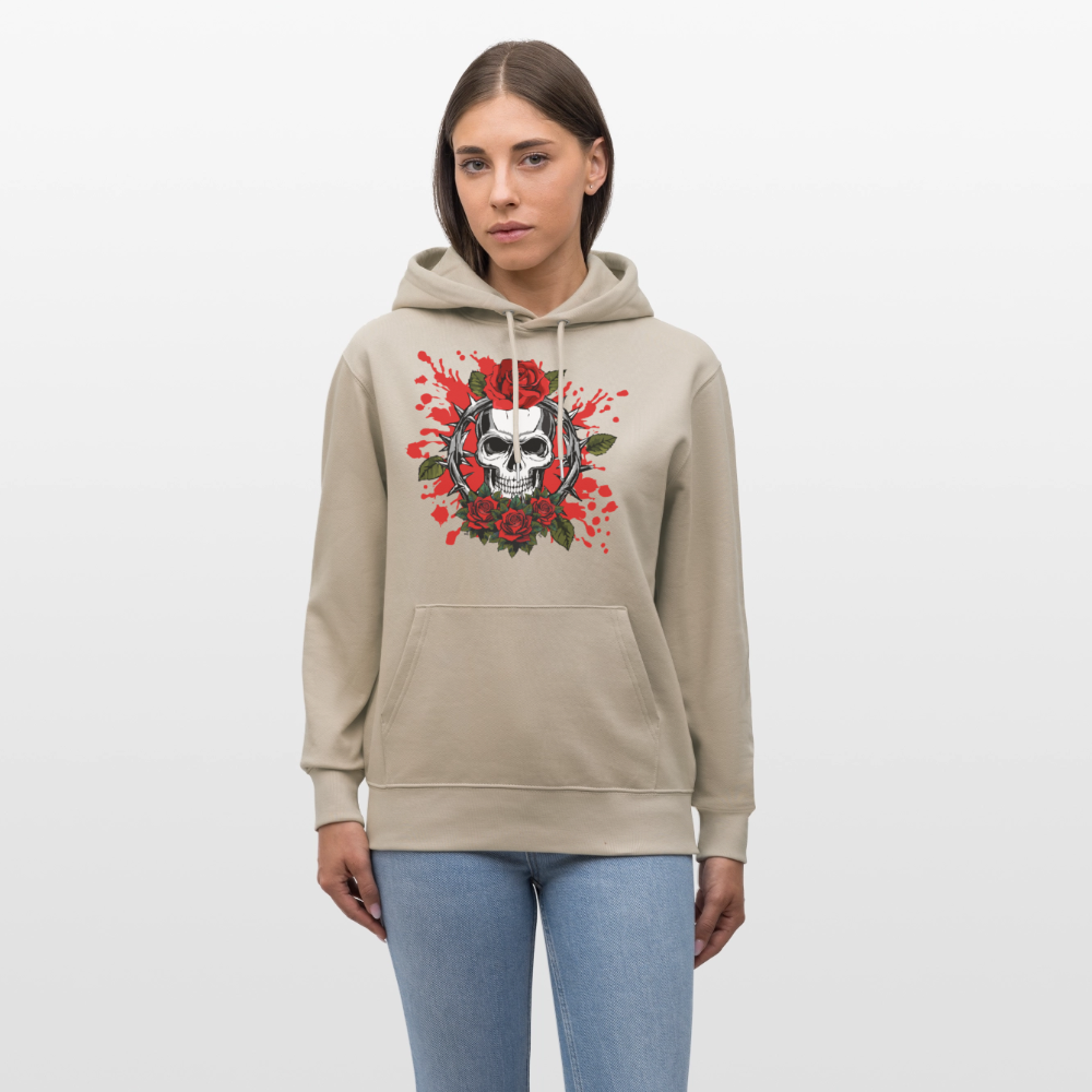 Unisex Hoodie mit ROSENSKULL PRINT - Beige