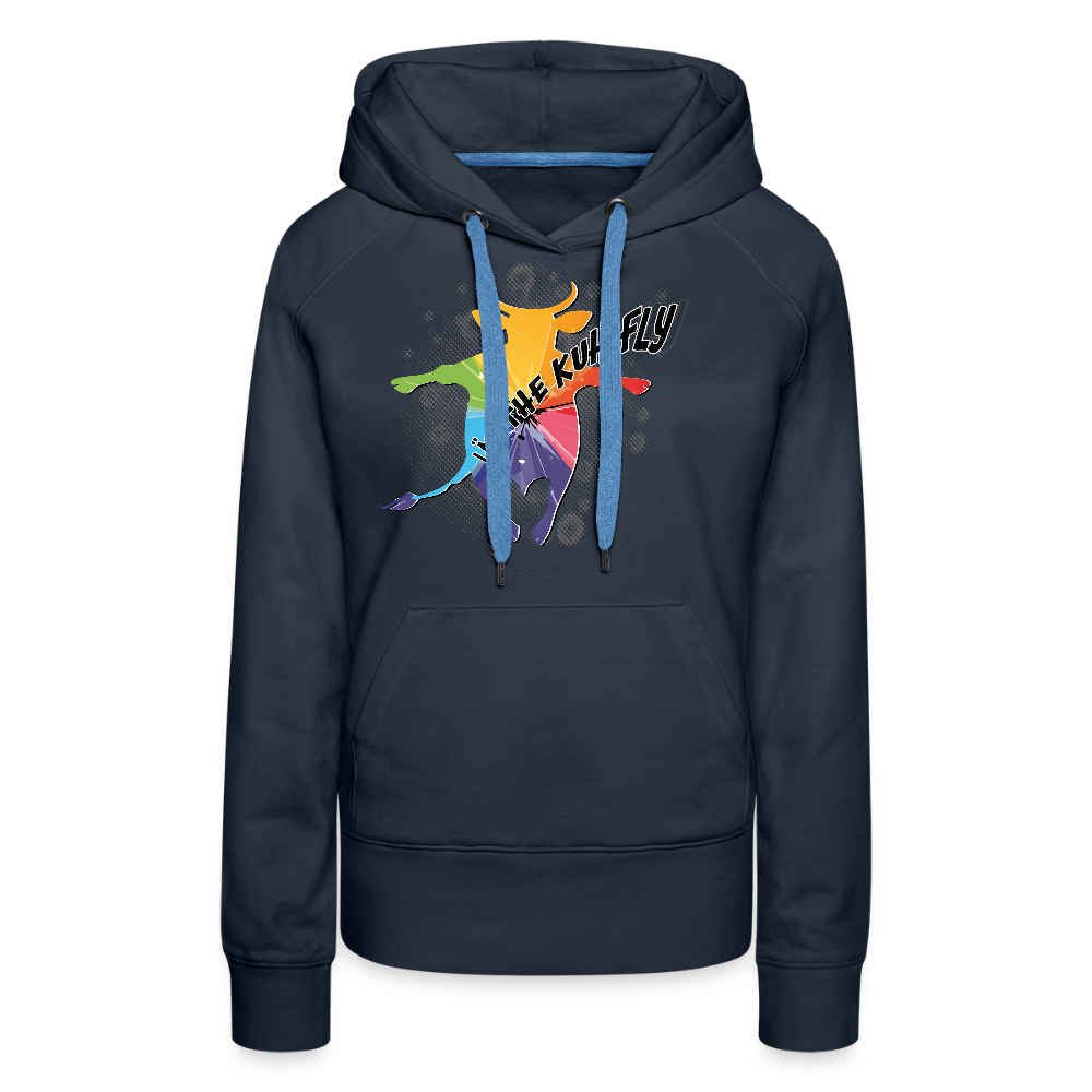 Frauen Premium Hoodie mit LÄD THE KUH FLY PRINT - Navy