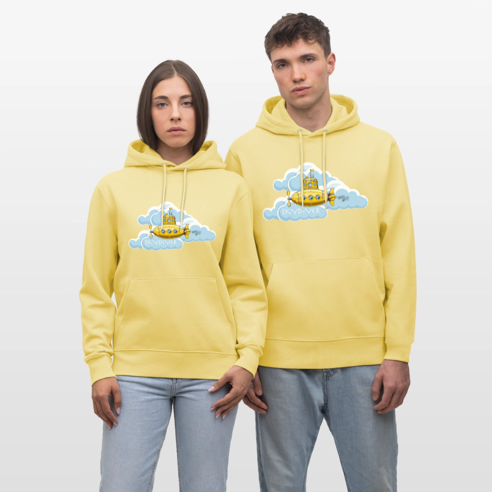 Unisex Bio-Hoodie mit SKYDIVER PRINT - Gelb Viva