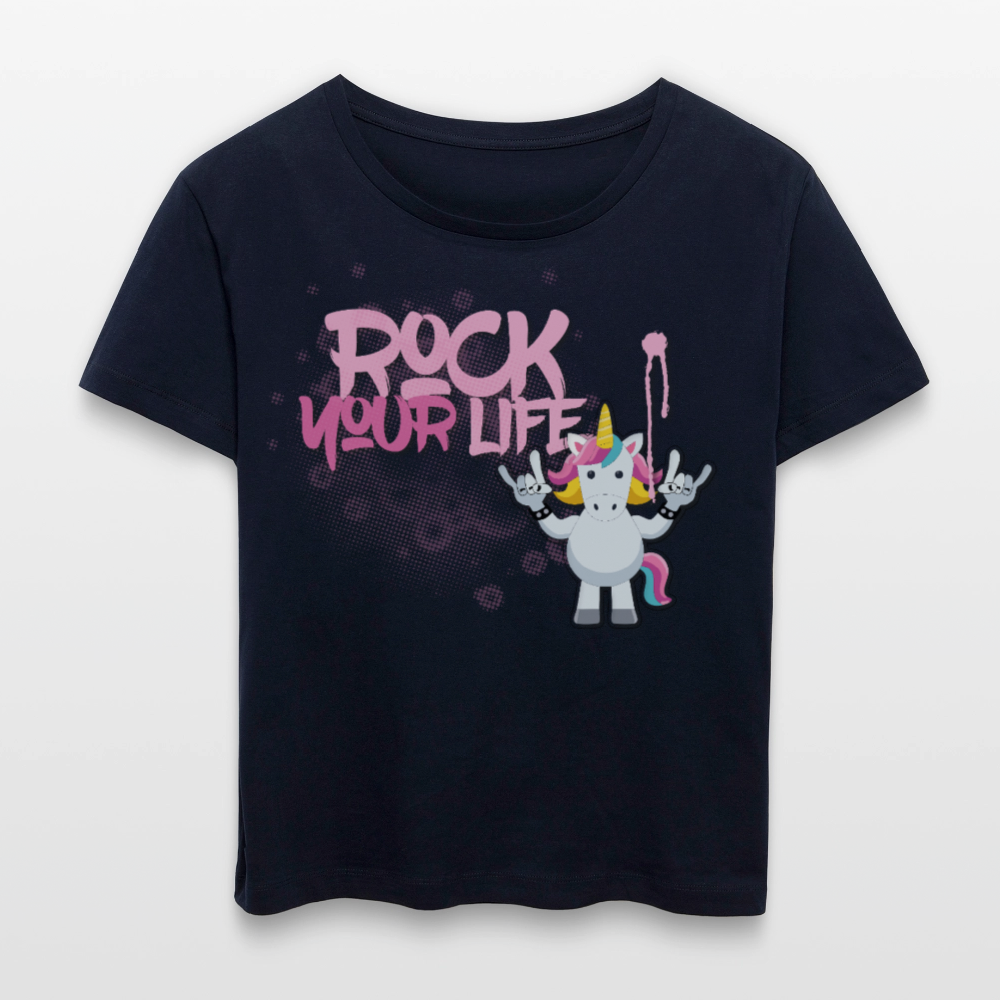 Frauen T-Shirt mit ROCK YOUR LIFE PRINT - Navy