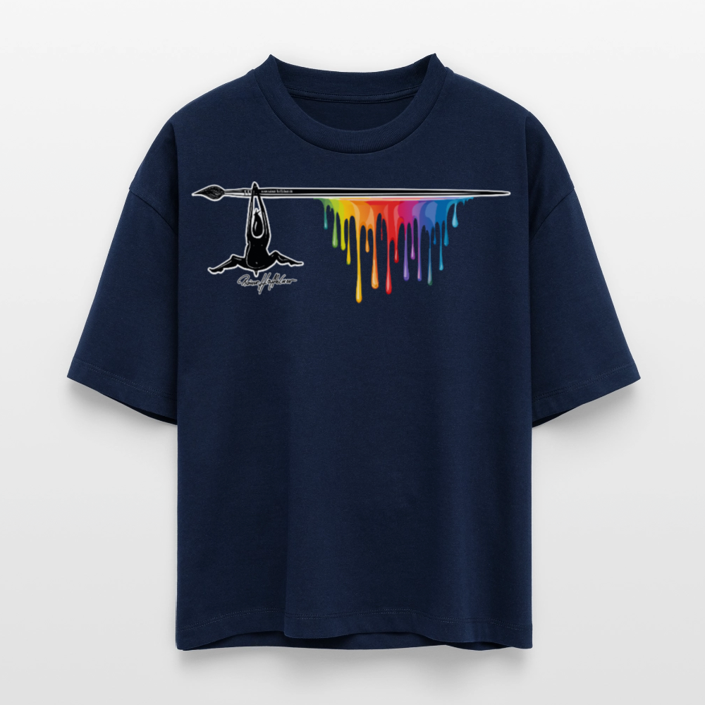 Frauen Boxy Bio-T-Shirt mit MÄNNLE PRINT - Navy