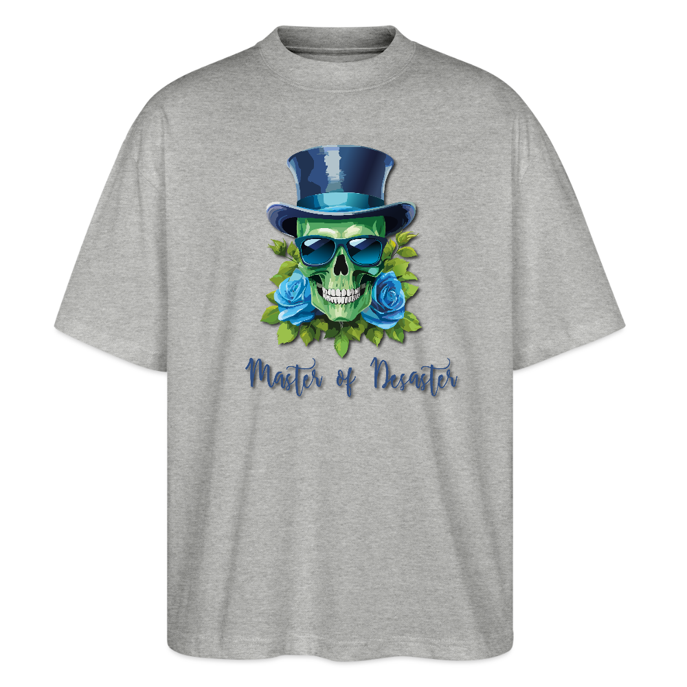 Oversized Unisex T-Shirt mit MASTER OF DESASTER SKULL PRINT - Grau meliert